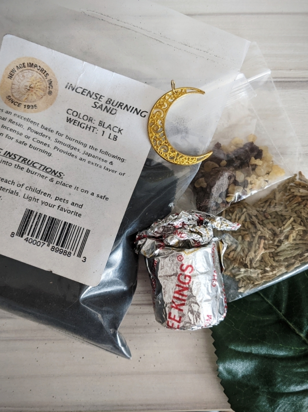 Incense Black Sand + Resin & Herbs Set - Witchy Starter Kit 🪄✨🌙